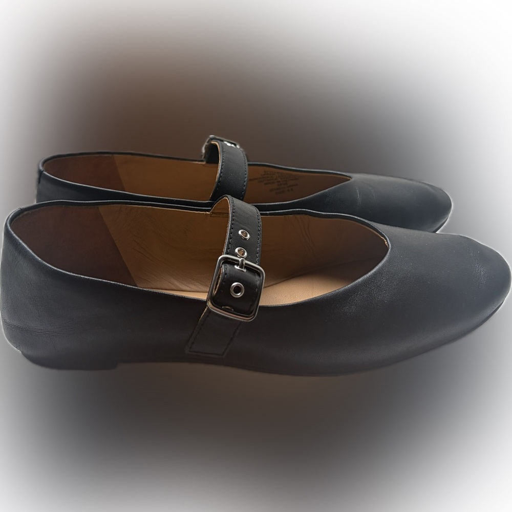 Madewell Remy Black Leather Mary Jane Flats 8.5 - Picture 4 of 5